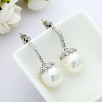 Simple Zircon Pearl Earrings Wholesale main image 3
