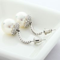 Simple Zircon Pearl Earrings Wholesale main image 4