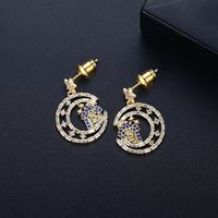 Copper Inlaid Blue Zircon Star Fashion Earrings main image 4