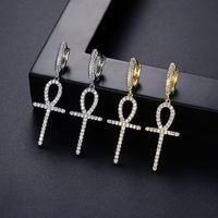 Fashion Copper Inlaid Zircon Cross Earrings main image 4