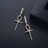 Fashion Copper Inlaid Zircon Cross Earrings main image 5