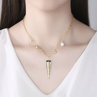 Diamond Golden Sword Pendant Necklace main image 3