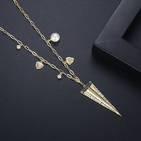 Diamond Golden Sword Pendant Necklace main image 4