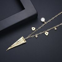 Diamond Golden Sword Pendant Necklace main image 5