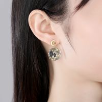 Owl Copper Inlaid Zircon Six-pointed Star Earrings main image 4