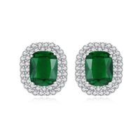 Boucles D&#39;oreilles Rondes Simples De Gemme Verte main image 1