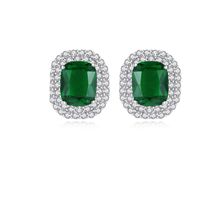 Boucles D&#39;oreilles Rondes Simples De Gemme Verte main image 6