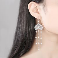 Longues Boucles D&#39;oreilles Zircon En Forme De Cœur main image 3