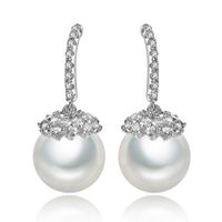 Simple Zircon Pearl Earrings Wholesale sku image 1