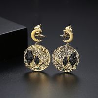 Owl Copper Inlaid Zircon Six-pointed Star Earrings sku image 1