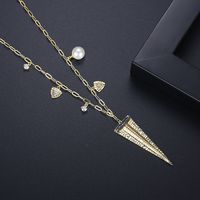 Diamond Golden Sword Pendant Necklace sku image 1