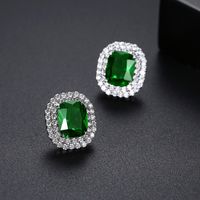 Boucles D&#39;oreilles Rondes Simples De Gemme Verte sku image 1