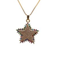 Trend Fashion New Geometric Gold Micro-inlaid Zircon Star Moon Copper Pendant Necklace sku image 13