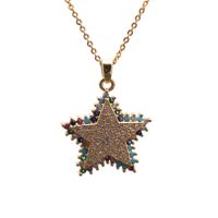 Trend Fashion New Geometric Gold Micro-inlaid Zircon Star Moon Copper Pendant Necklace sku image 14