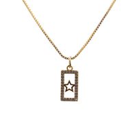Trend Fashion New Geometric Gold Micro-inlaid Zircon Star Moon Copper Pendant Necklace sku image 1