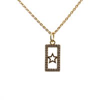 Trend Fashion New Geometric Gold Micro-inlaid Zircon Star Moon Copper Pendant Necklace sku image 2
