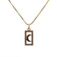Trend Fashion New Geometric Gold Micro-inlaid Zircon Star Moon Copper Pendant Necklace sku image 3