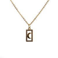 Trend Fashion New Geometric Gold Micro-inlaid Zircon Star Moon Copper Pendant Necklace sku image 4