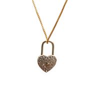 Micro-inlaid Zircon Heart Lock Necklace sku image 1