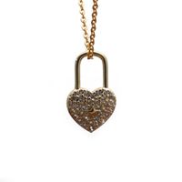 Micro-inlaid Zircon Heart Lock Necklace sku image 2