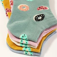 5 Paires De Chaussettes En Coton Pour Enfants Love Donuts Colorées À Bouche Peu Profonde main image 5
