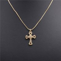 Fashion Personality Copper Plated Diamond Cross Necklace Nhyl152715 sku image 1