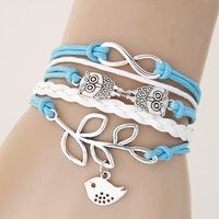 Retro Creative Leaves Bird Owl Braided Bracelet main image 2