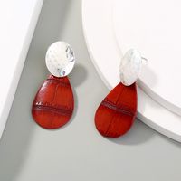 Fashion Red Leather Drop Earrings main image 4