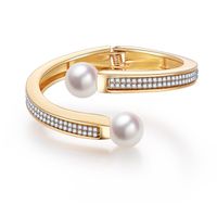 Fashion Pearl Diamond Alloy Opening Bracelet main image 1