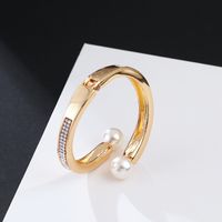 Fashion Pearl Diamond Alloy Opening Bracelet main image 3