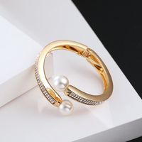 Fashion Pearl Diamond Alloy Opening Bracelet main image 5