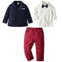 Red White Shirt Denim Trousers Gentleman Jacket Four-piece sku image 1