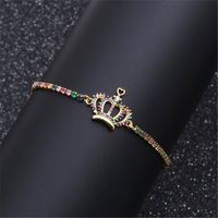Hot Sale Micro-set Color Zirconium Crown Couple Adjustable Bracelet Wholesale Nihaojewelry sku image 2