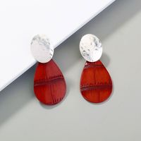 Fashion Red Leather Drop Earrings sku image 1