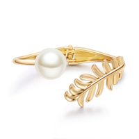 Mode Elegant Gold Leaf Pearl Armband main image 1
