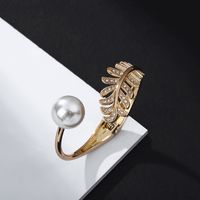 Mode Elegant Gold Leaf Pearl Armband main image 3