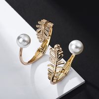 Mode Elegant Gold Leaf Pearl Armband main image 4