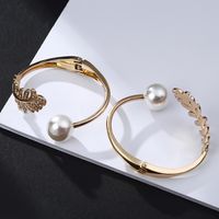 Mode Elegant Gold Leaf Pearl Armband main image 5
