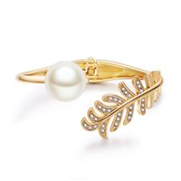 Mode Elegant Gold Leaf Pearl Armband main image 6