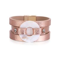 Bohemian Multi-layer Bronzing Leather Diamond Plate Round Buckle Bracelet main image 1