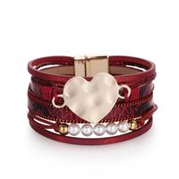 Bohemian Multi-layer Pearl Snake Pattern Leather Bracelet main image 3