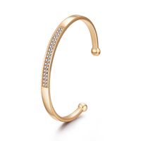 New Double Row Diamond-studded Gold-plated Open Bracelet sku image 1