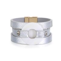 Bohemian Multi-layer Bronzing Leather Diamond Plate Round Buckle Bracelet sku image 2