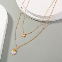 Double-layer Baroque Pearl Golden Necklace main image 1