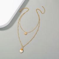 Double-layer Baroque Pearl Golden Necklace main image 3
