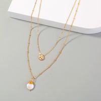 Double-layer Baroque Pearl Golden Necklace main image 4