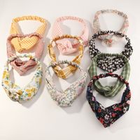 New Retro Floral Elastic Cross  Hair Band main image 1