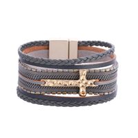 Bohemian Multi-layer Braided Cross Magnetic Buckle Bracelet main image 3