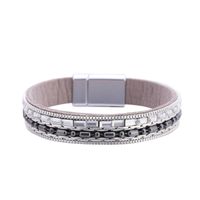 Fashion Diamond-studded Leather Bracelet main image 3