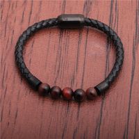 Stainless Steel Magnetic Buckle Leather Beaded Bracelets main image 5